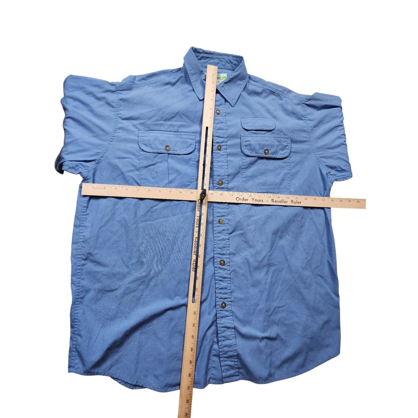 Orvis Buzz Off Insect Shield Shirt Large Blue Button Down Outdoor Hiking Fishing