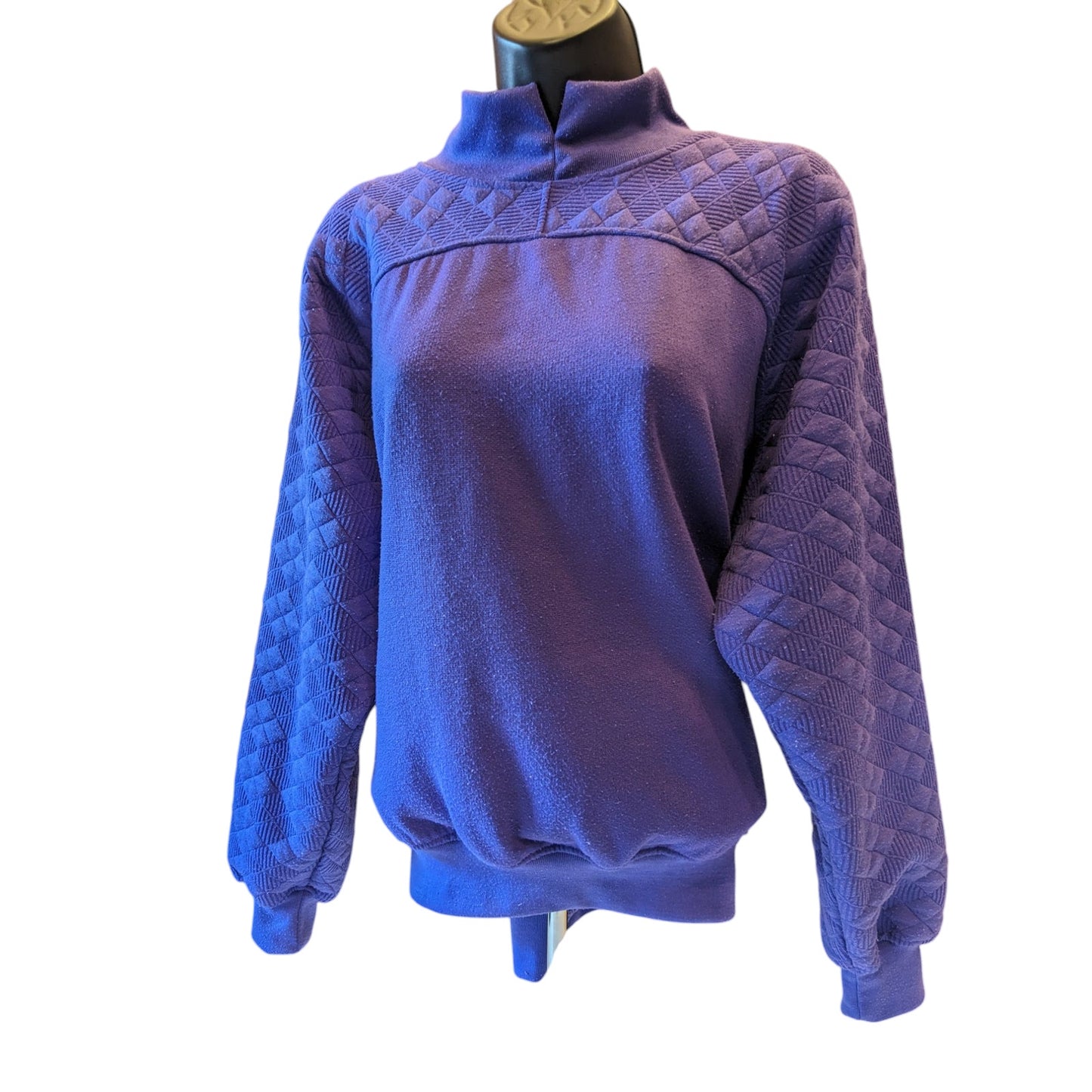 Vintage Gitano Sweatshirt Women Medium/Large Purple Quilted Pullover Mock Neck