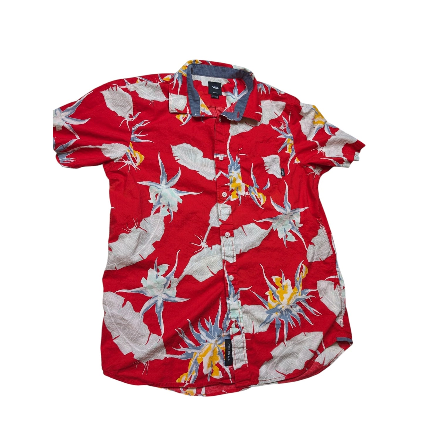 VANS Off the Wall Hawaiian Camp Shirt Mens Medium Tropical Floral Button Y2K