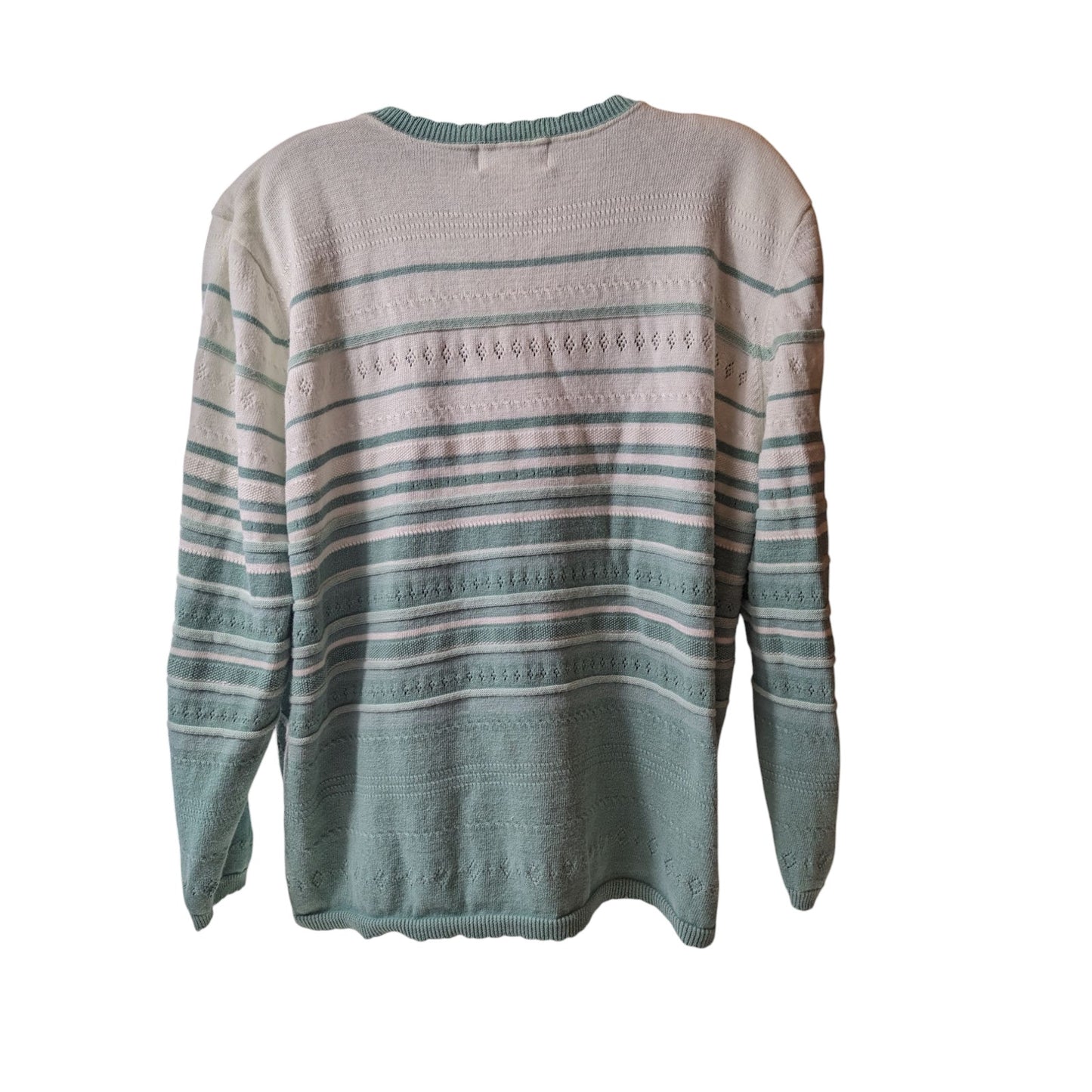 Alfred Dunner Cardigan Women 2X Knit Sweater Striped Ramie Button Front Layering