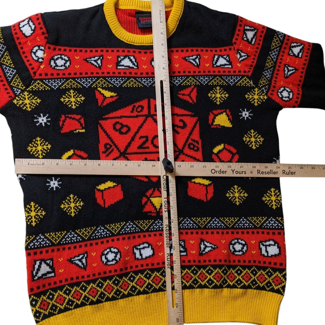 Dungeons and Dragons Ugly Christmas Sweater Womens Large Pullover Gamer Cosplay