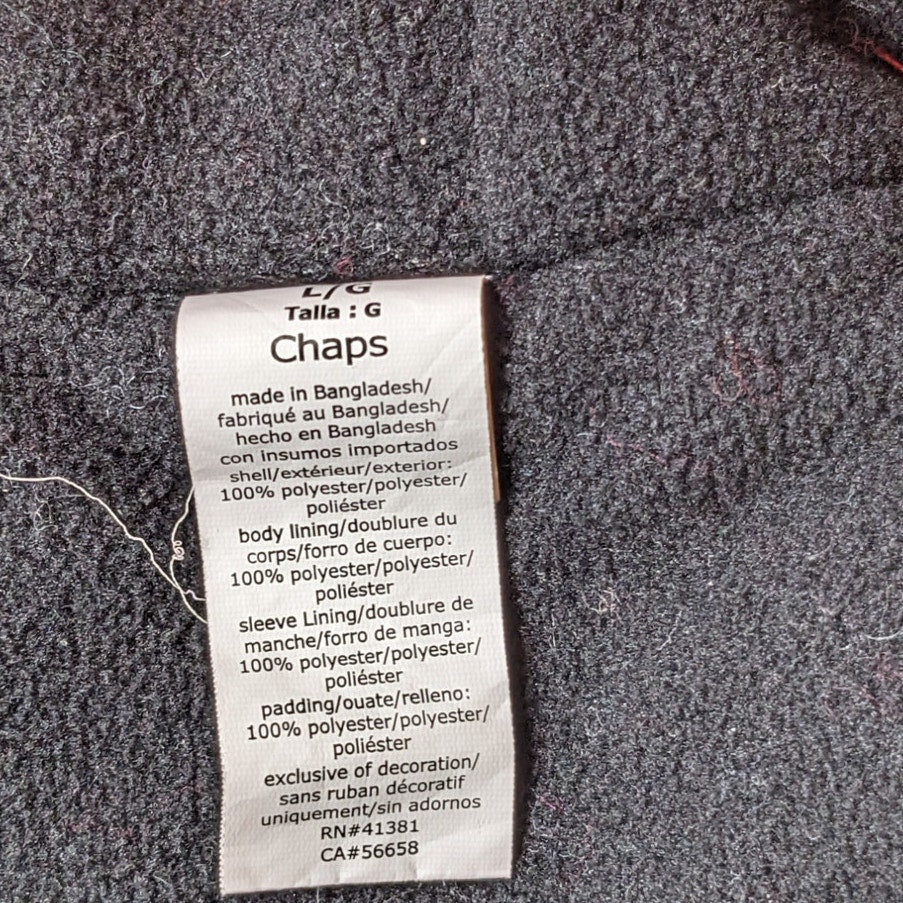 Chaps Jacket Mens Large Red Hooded Full Zip Fleece Lined Windbreaker Coat Hiking