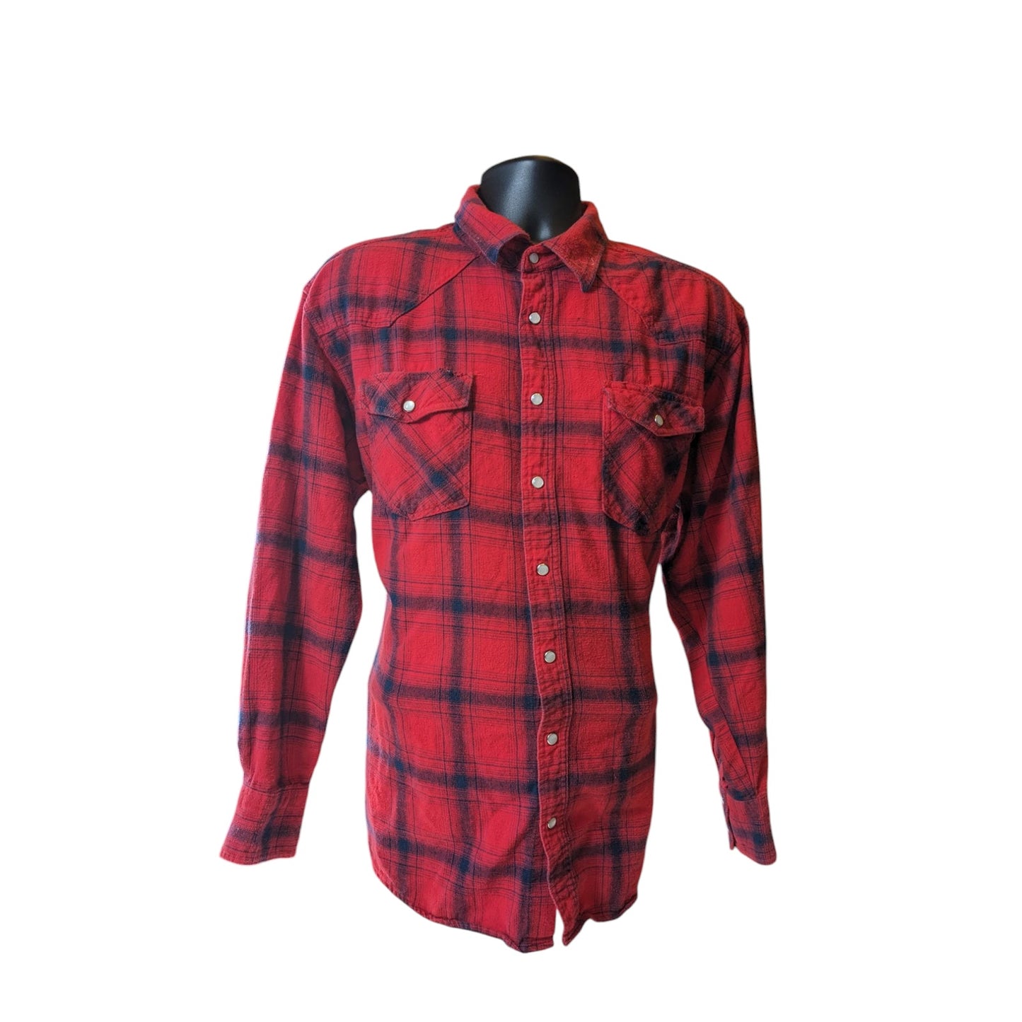 Roper Shirt Men XL Red Plaid Flannel Long Sleeve Western Snap Cowboy Rodeo Ranch