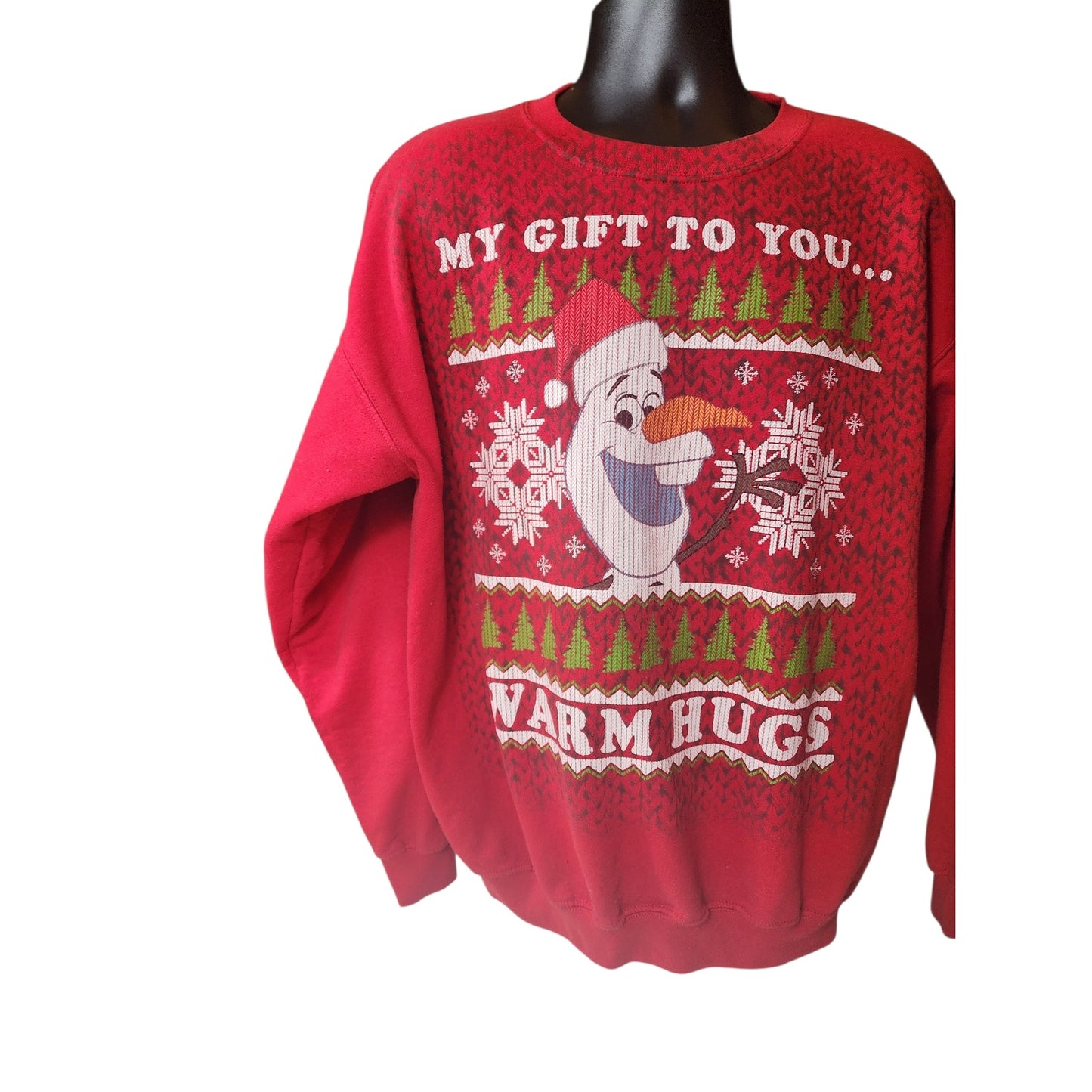 Disney Frozen Christmas Sweatshirt XL Red Ugly Sweater Holiday Graphic Pullover