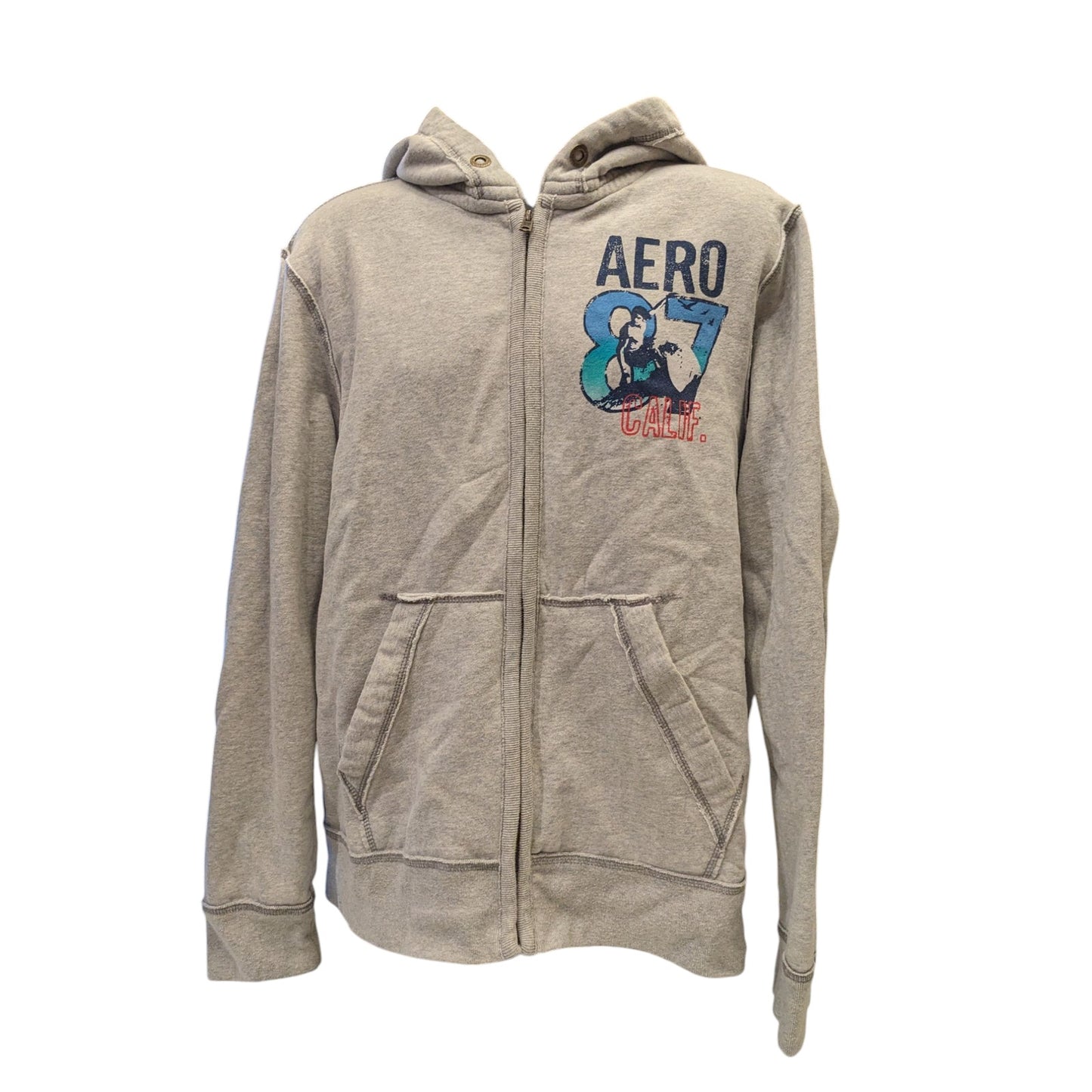Aeropostale Hoodie Mens Large Zip Up Sweatshirt AERO Surf Graphic California