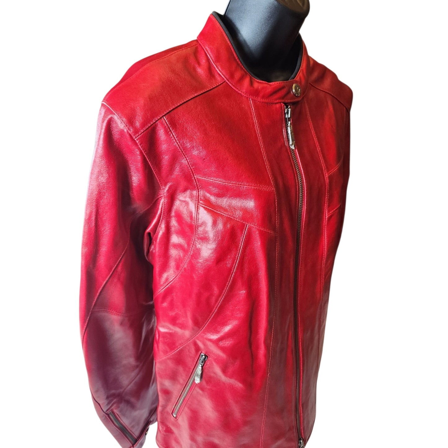Hein Gericke Leather Moto Jacket Womens 12 Lined Cafe Racer Motorcycle Biker