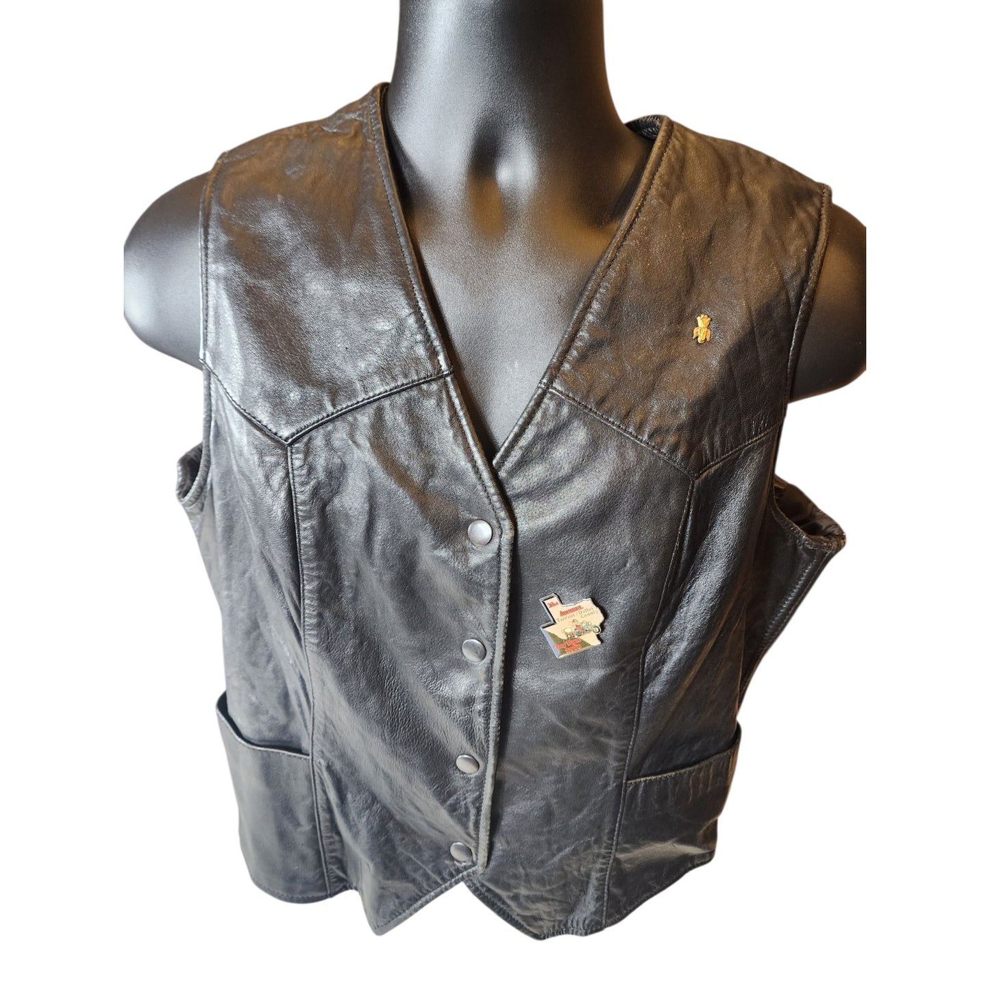 First Manufacturing Leather Vest XL Biker Motorcycle Club Riding Snap Taffeta