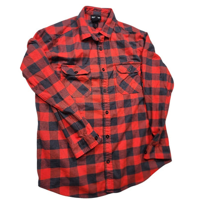 Burton Flannel Shirt Mens Large Red Black Buffalo Plaid Button Lumberjack Skate