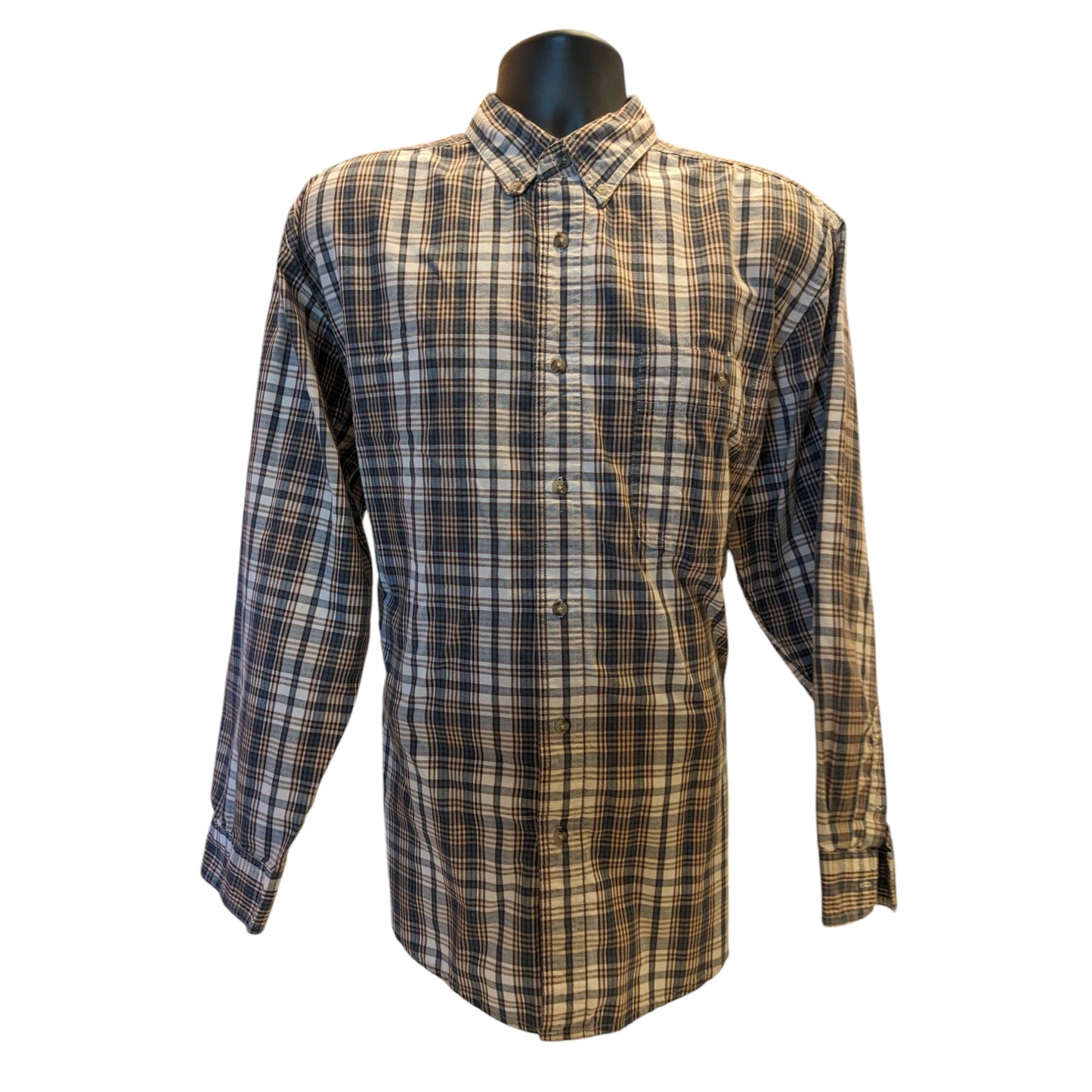 Wrangler Rugged Wear Button Up Shirt Mens XL Plaid Long Sleeve Cotton Workwear