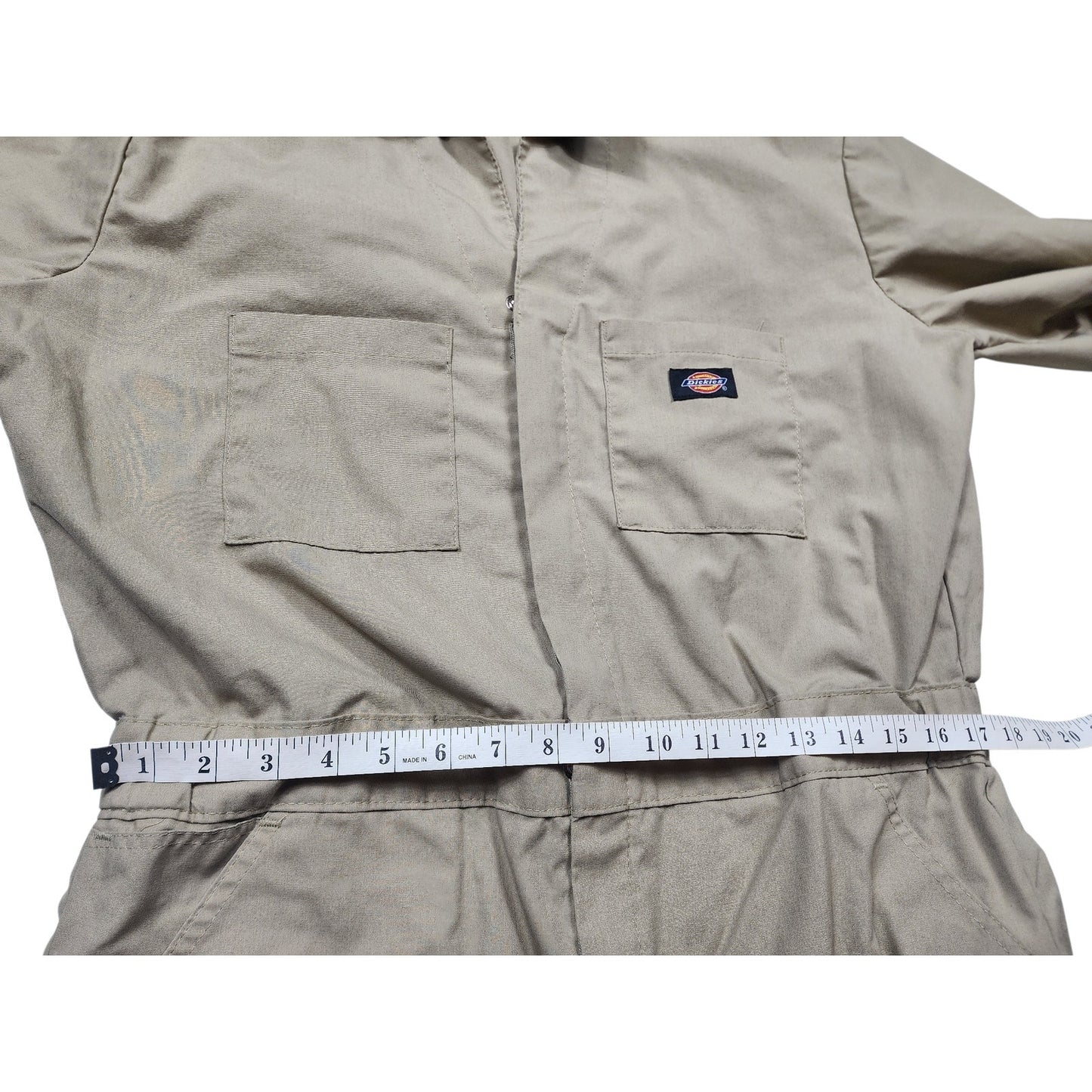 Dickies Coveralls Mens Medium Khaki Tan Workwear Utility Jumpsuit Mechanic