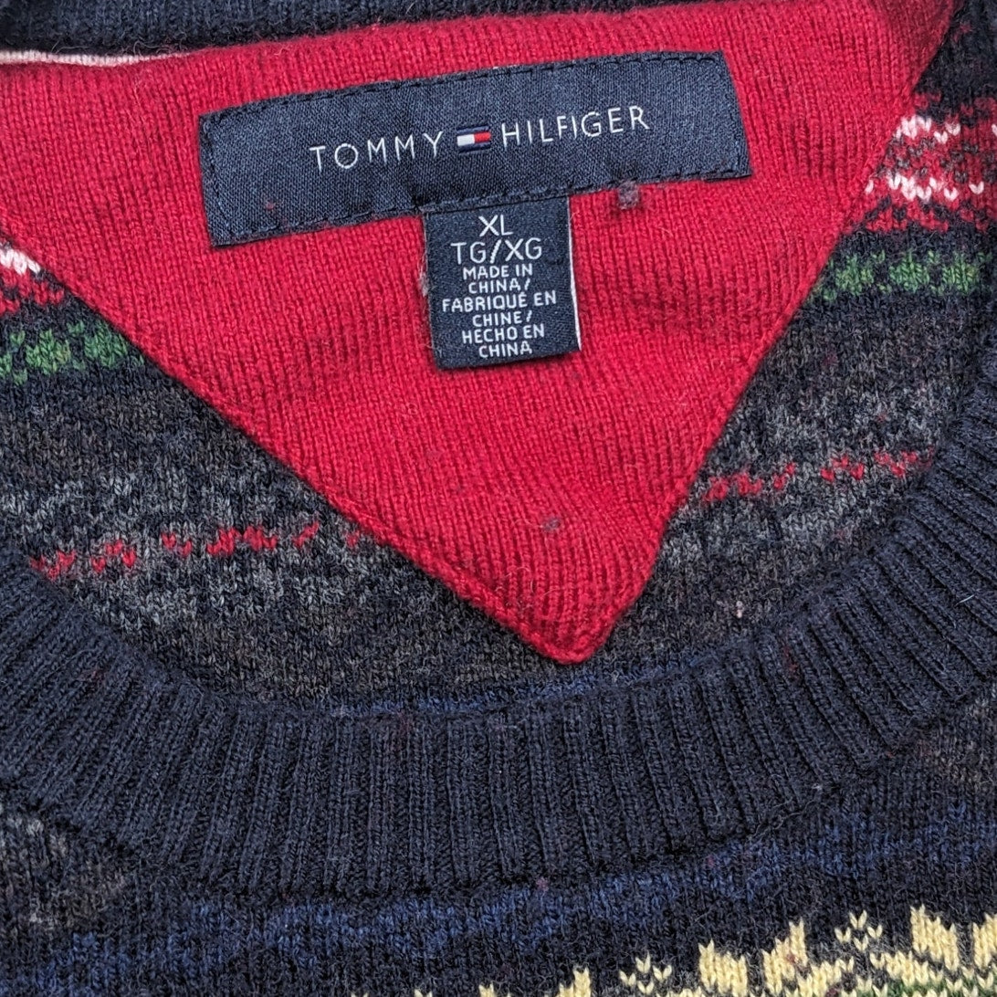 Tommy Hilfiger Sweater XL Fair Isle Nordic Style Crewneck Grandpa Knit Pullover