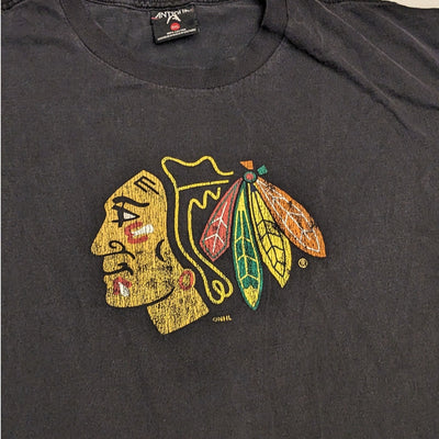Vintage Antigua Chicago Blackhawks Shirt Men XL NHL Graphic Tee Long Sleeve