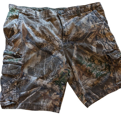 George Camo Cargo Shorts Men 42 Realtree Utility Pocket Hiking Waistband Stretch