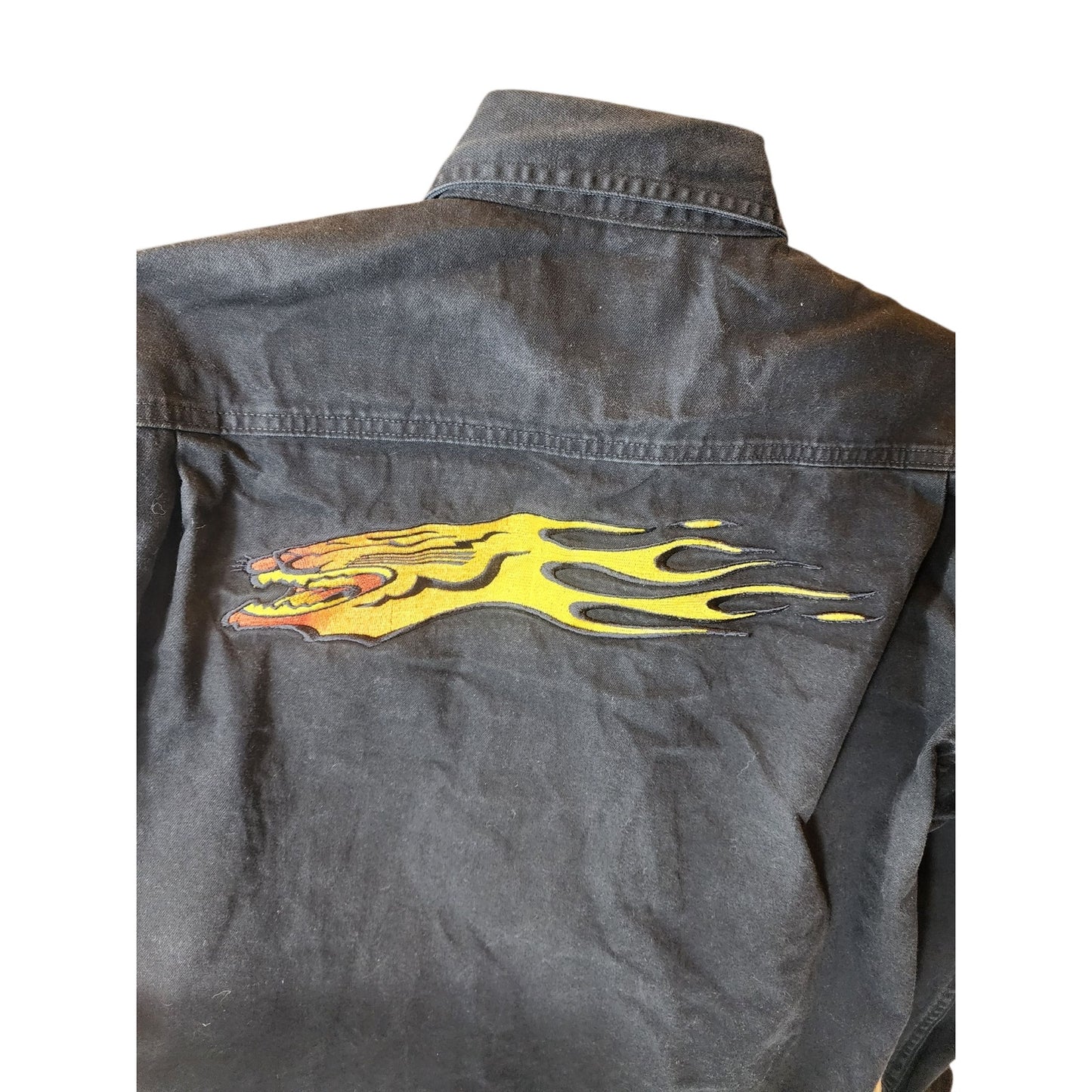 Vintage Arctic Cat Button Up Shirt Mens Large Flame Logo Snowmobile Racing Y2K