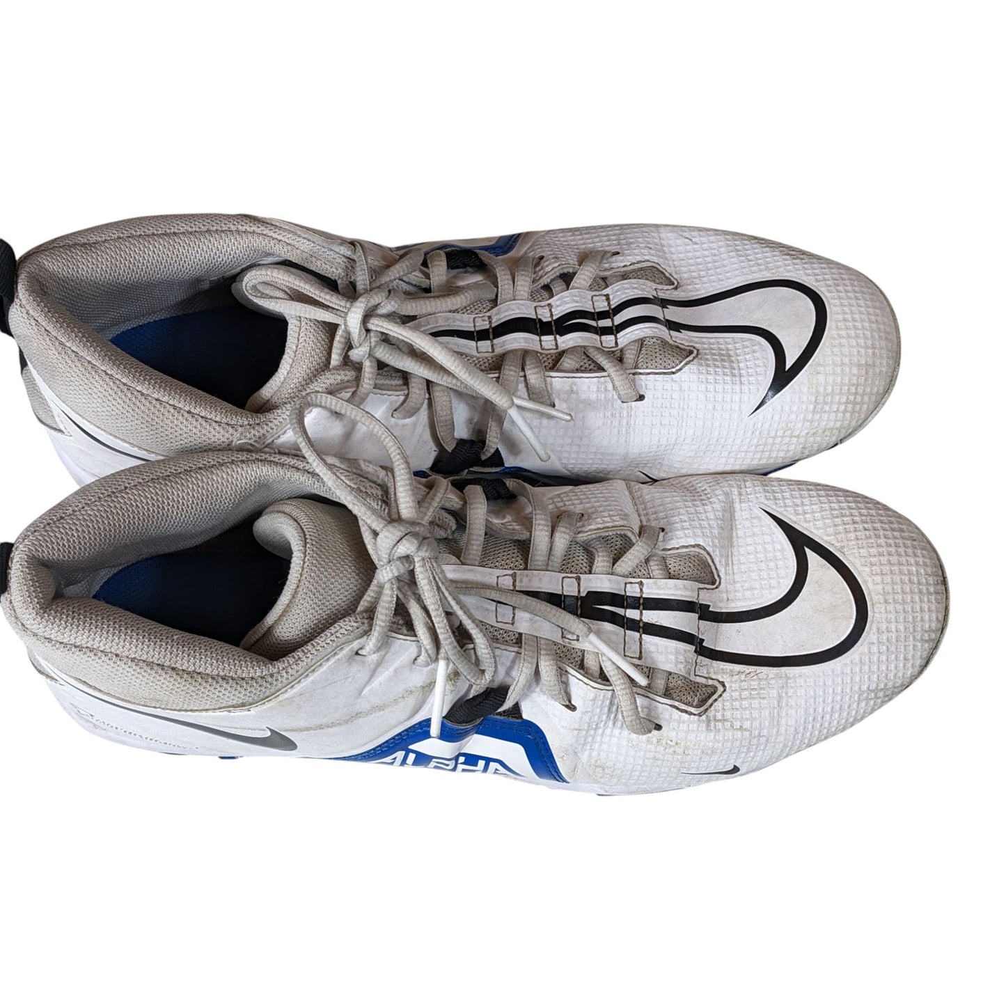 Nike Alpha Shoes Fastflex Cleats Mens 12 White Blue CV0582-101 Turf Football
