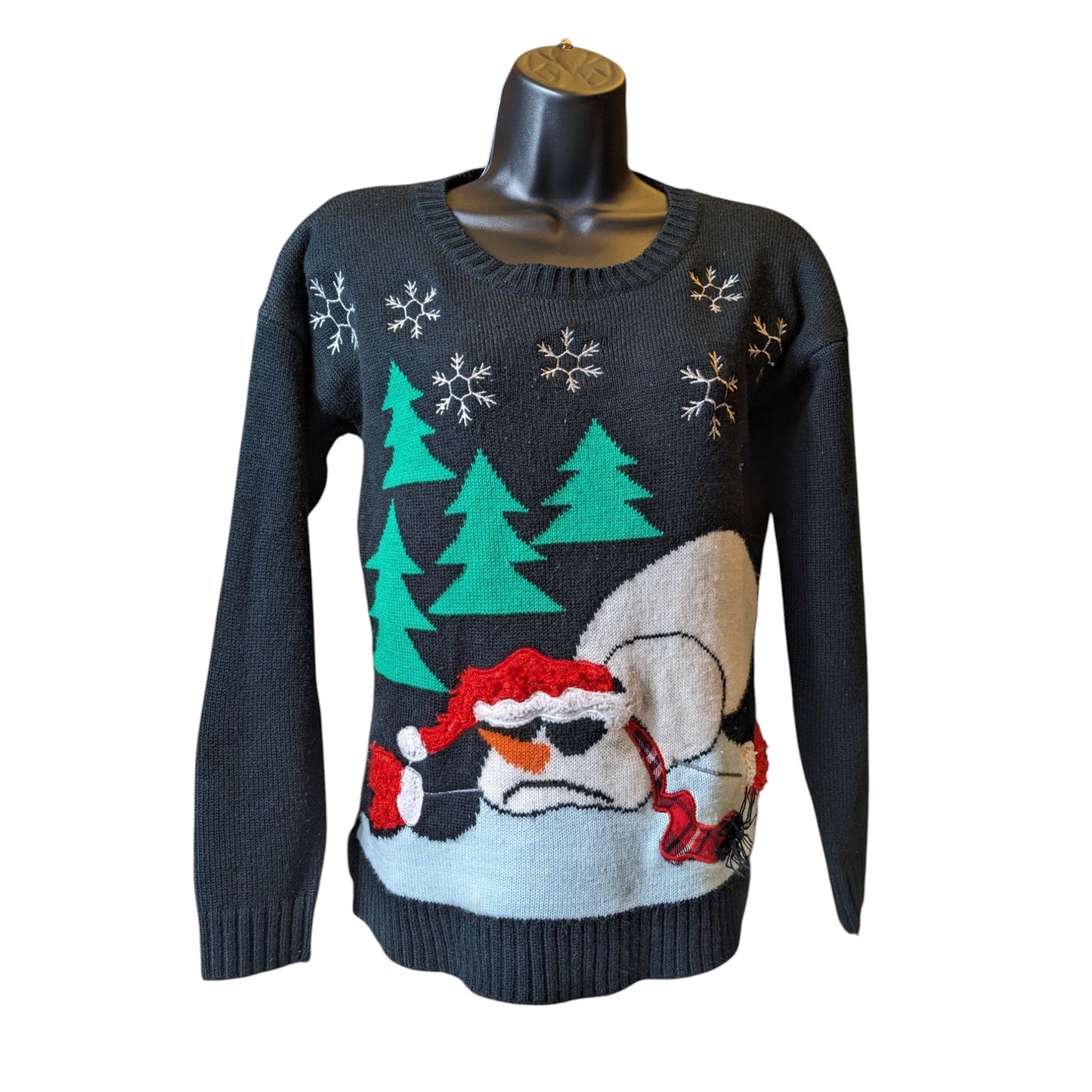 United States Sweaters Ugly Christmas Women Small Funny Snowman Holiday Pullover