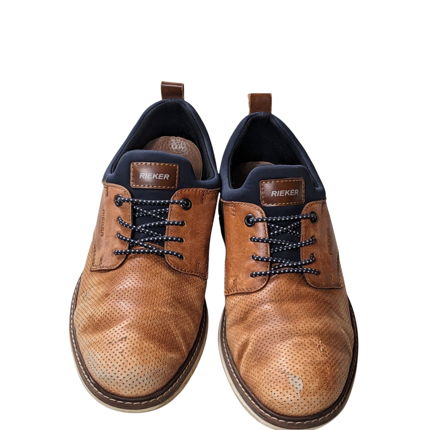 Rieker Shoes Mens 8.5 EU 41 Brown Leather Perforated Derby Sneakers European