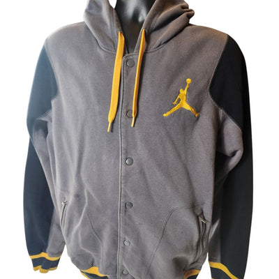 Nike Jordan Hoodie Mens Large Fleece Jacket Button Sweatshirt Jumpman Streetwear