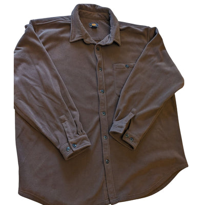 Route 66 Shirt Mens XL Brown Fleece Button Up Long Sleeve Jacket Overshirt Layer