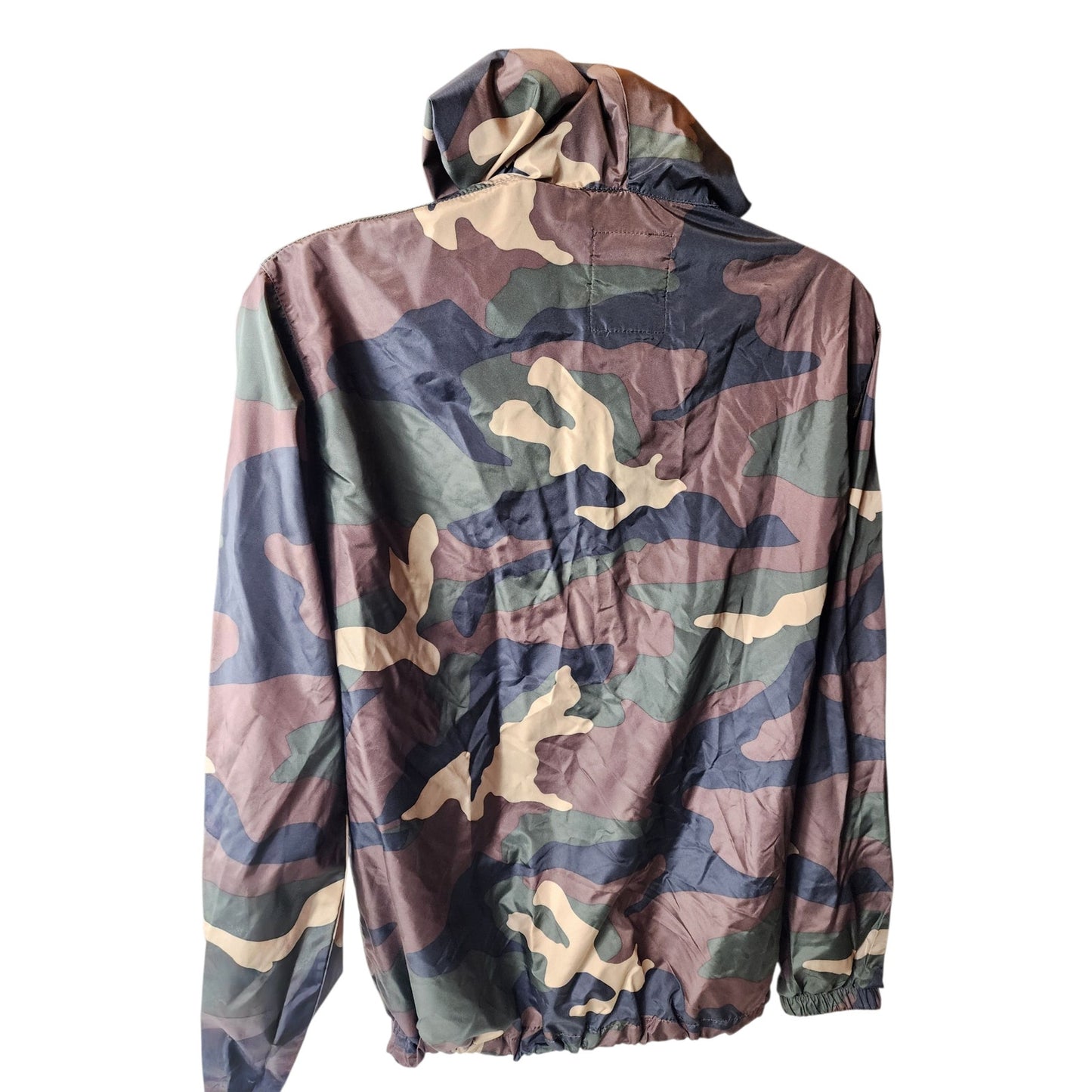 Beautiful Giant Camo Windbreaker Jacket Mens Medium Zip Up Hooded Lightweight
