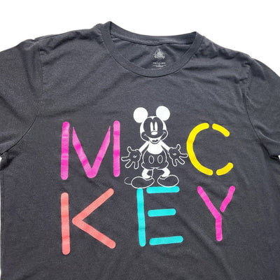 Disney Mickey Mouse T Shirt Large Neon Letters Graphic Tee Retro Vintage Style