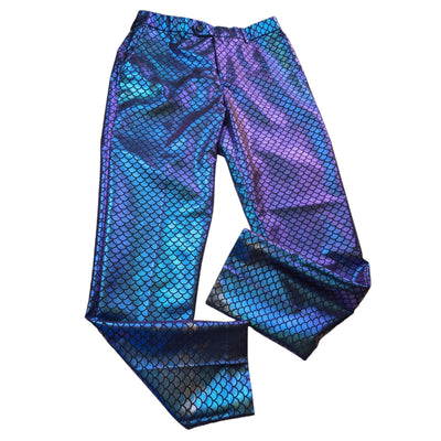 OPPOSUITS Pants Mens US 42 36x34 Mermaid Scale Purple Blue Party Costume Rave