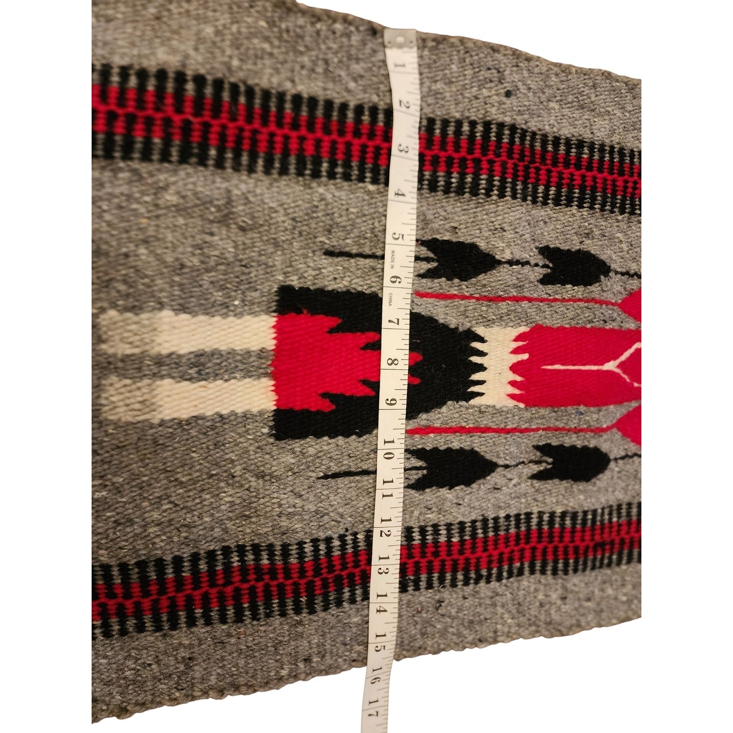 Native American Navajo Yei Wool Rug Handwoven Wall Hanging Southwestern 31x15