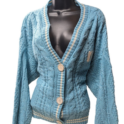 Taylor Swift 1989 Cardigan Womens Medium Large Blue Cable Knit Seagull Button