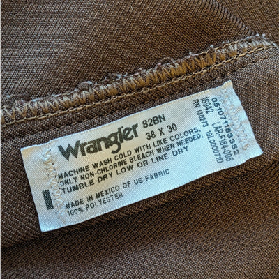 Wrangler Pants Mens 38x30 Brown Workwear Western Wrancher Polyester Trousers \\