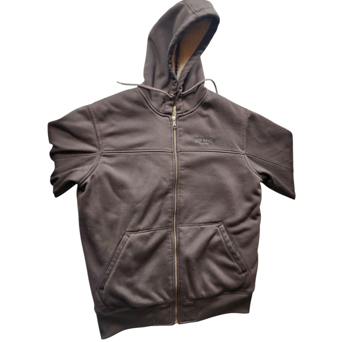 Red Head Sherpa Full Zip Hoodie Mens Medium Fleece Jacket Warm Hunting Workwear