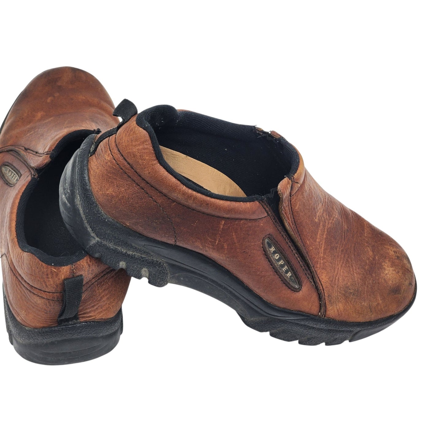 Roper Shoes Mens 12 Leather Slip On Performance Loafers Western 09-020-0601-0206