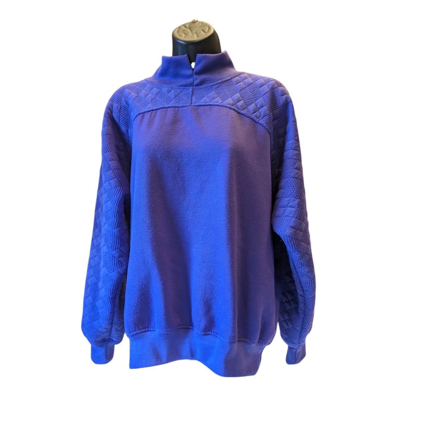 Vintage Gitano Sweatshirt Women Medium/Large Purple Quilted Pullover Mock Neck