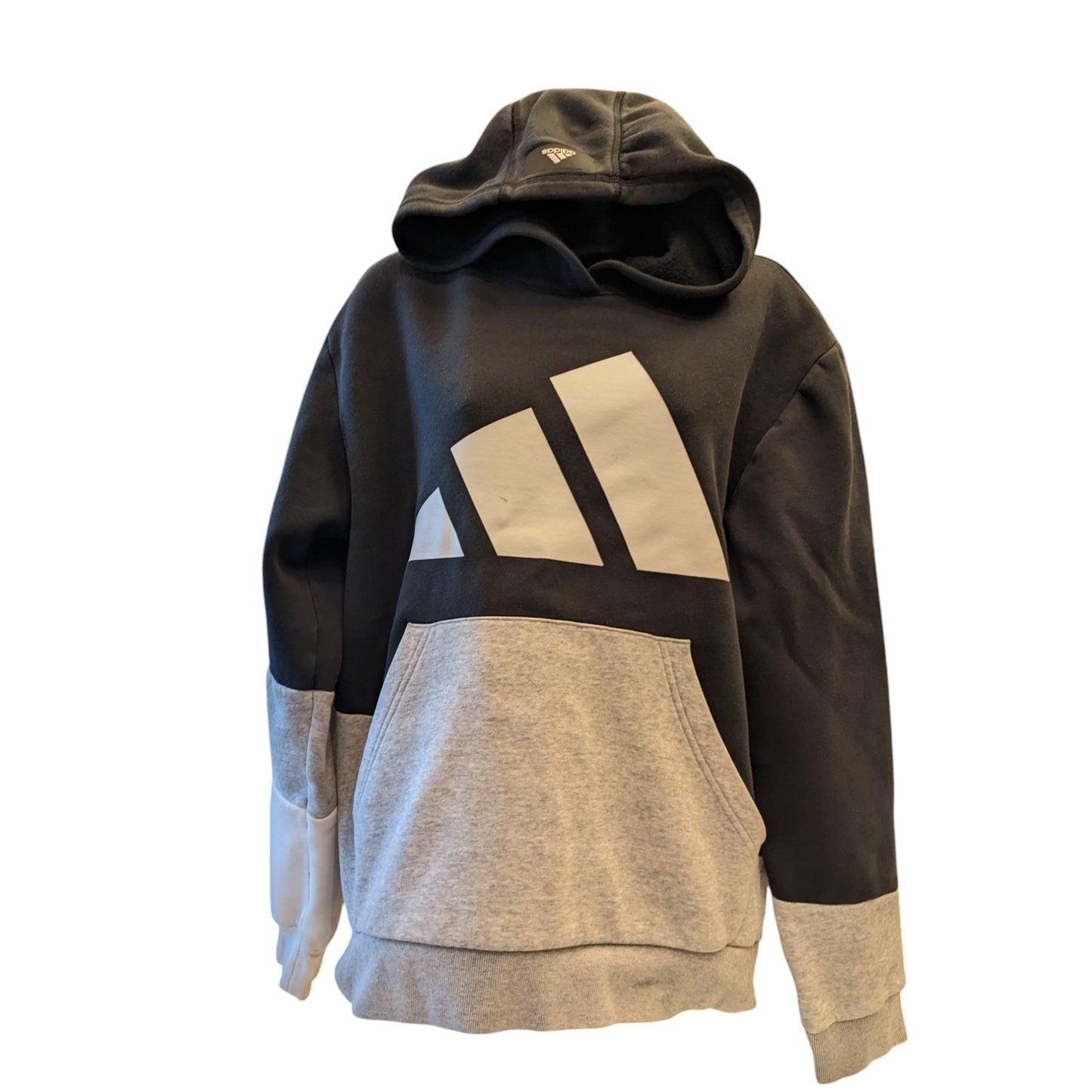 Adidas Hoodie Men Medium Primegreen Colorblock Logo Pullover Sweatshirt Kangaroo