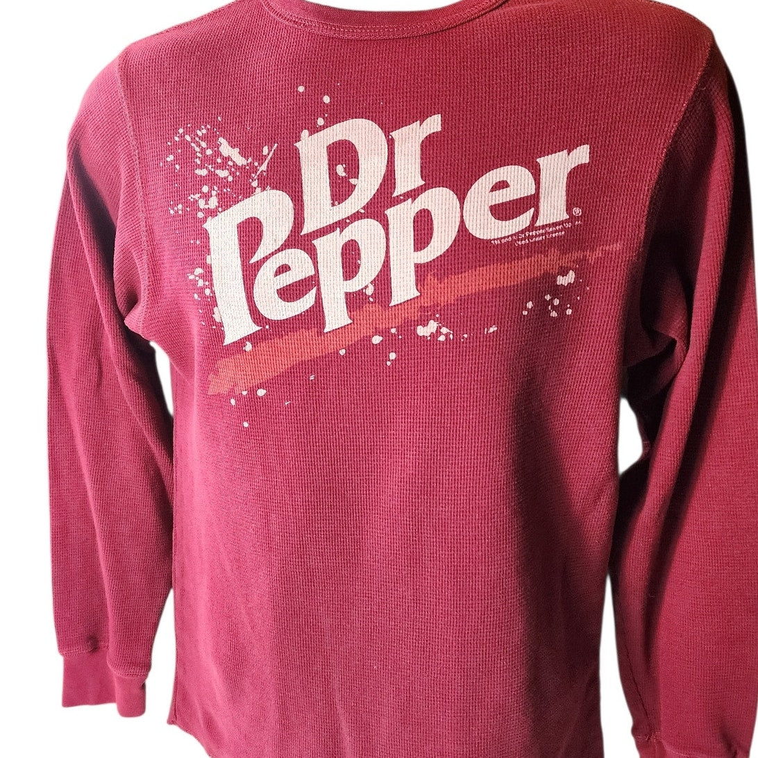 Dr Pepper Thermal Long Sleeve Shirt Men Small Women Medium Soda Waffle Knit Y2K
