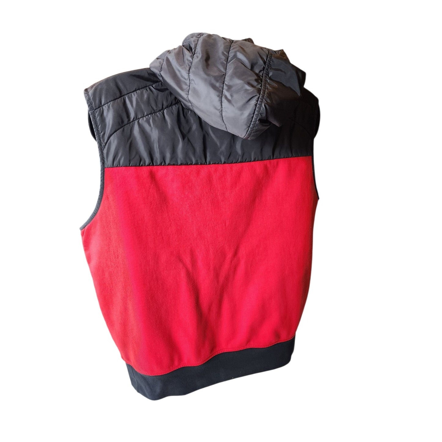Polo Ralph Lauren Vest Men XL Puffer Red Black Hooded Full Zip Pony Fleece Gilet