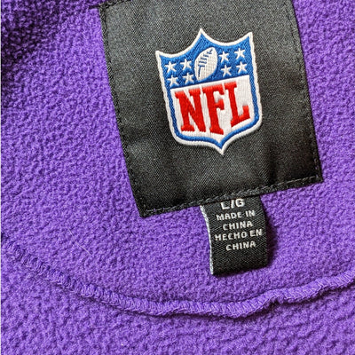 Minnesota Vikings Zip Fleece Jacket Mens Large Purple Embroidered Logo Game Day