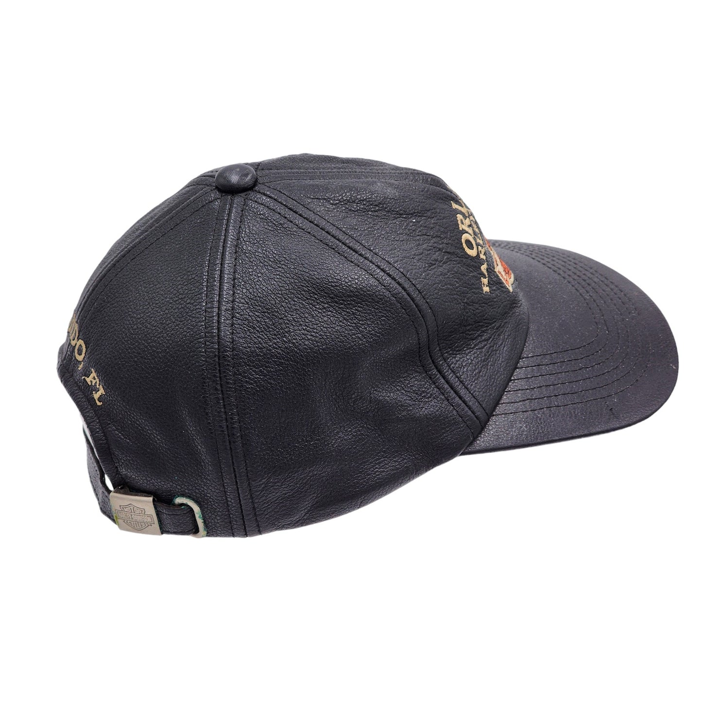 Harley Davidson Cap Leather Baseball Hat Orlando Florida Motorcycle Apparel