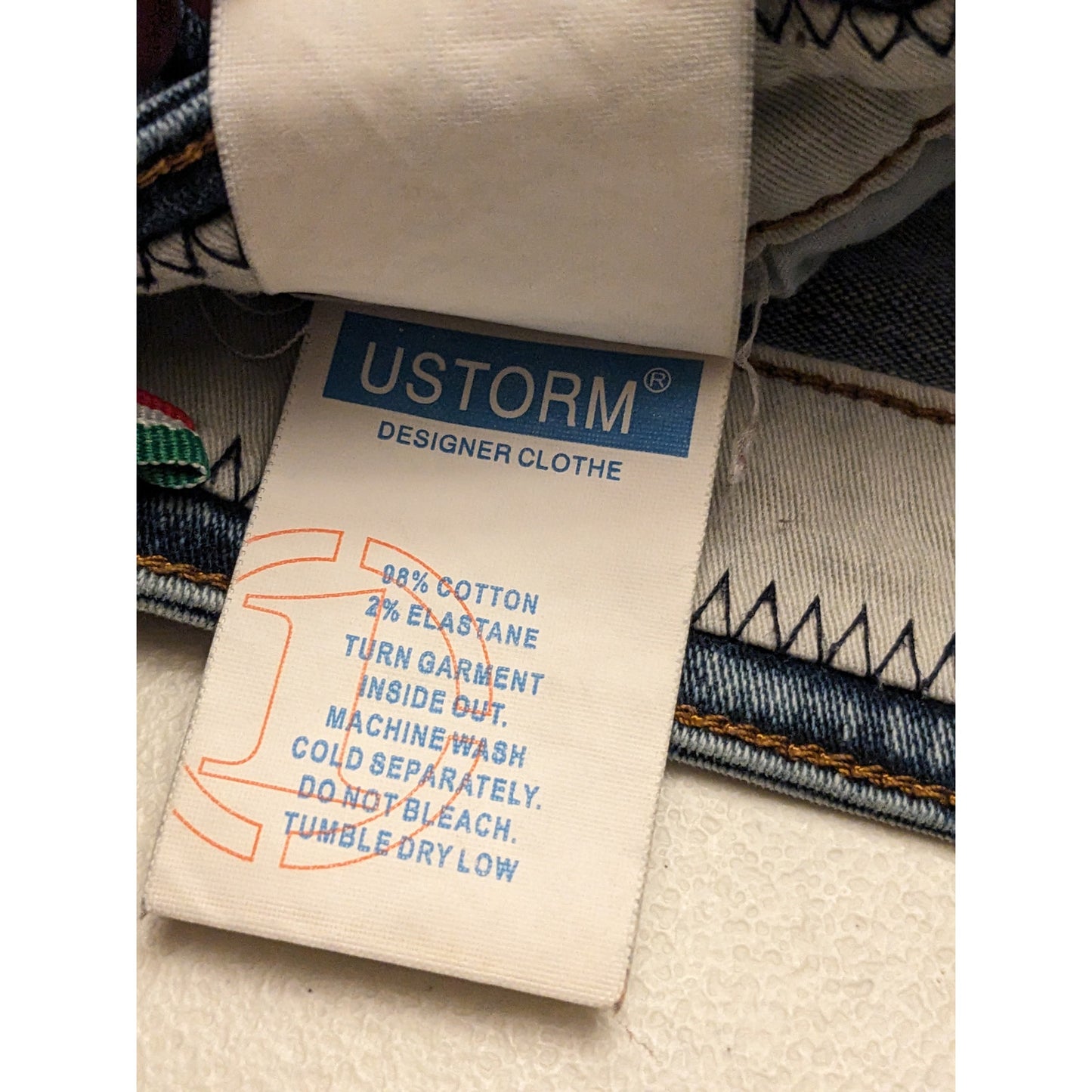 USTORM Jeans Mens Slim Fit 32x32 Blue Acid Wash Distressed Denim Retro Y2K Vibe