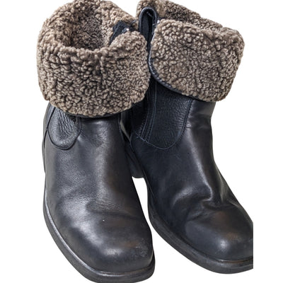 Toe Warmers Boots Womens 9 WW Leather Winter Snow Faux Sherpa Lined Anti Slip