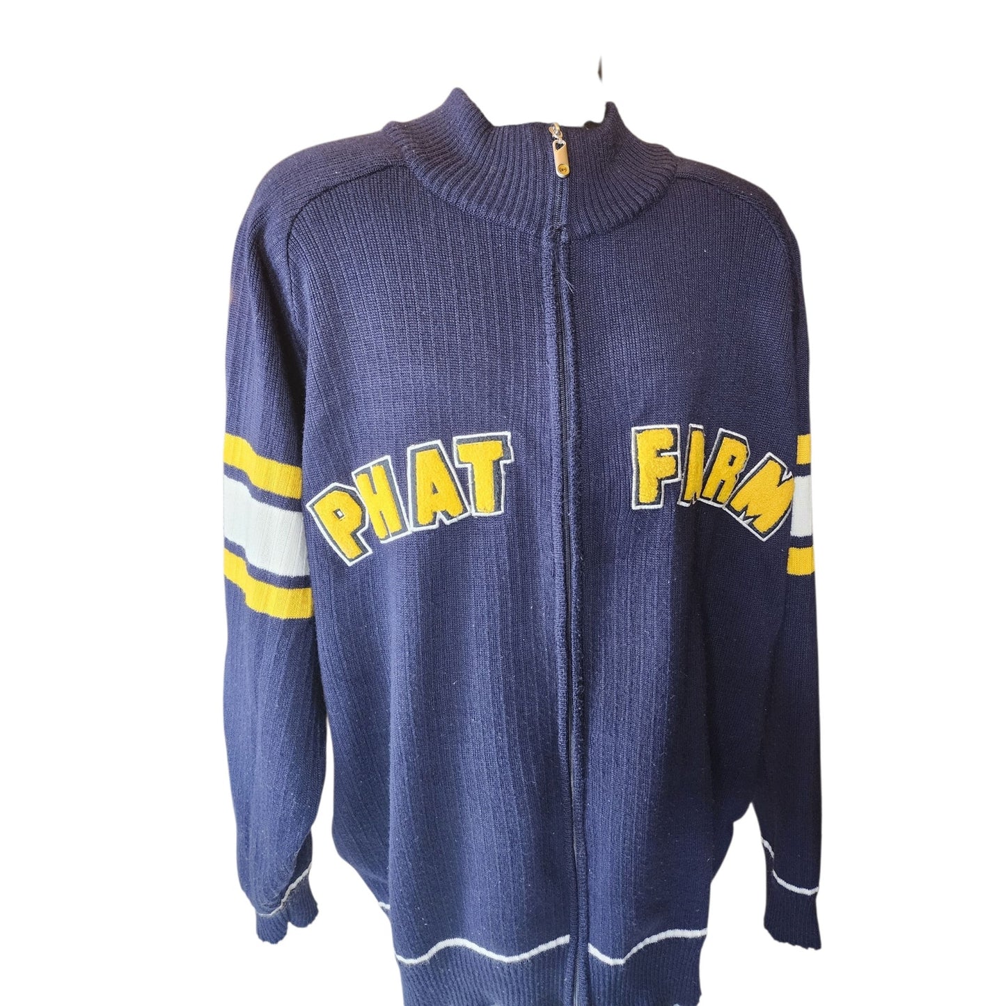 PHAT FARM Vintage Zip Sweater Mens XXXL 3X Y2K Hip Hop Streetwear Varsity Jacket