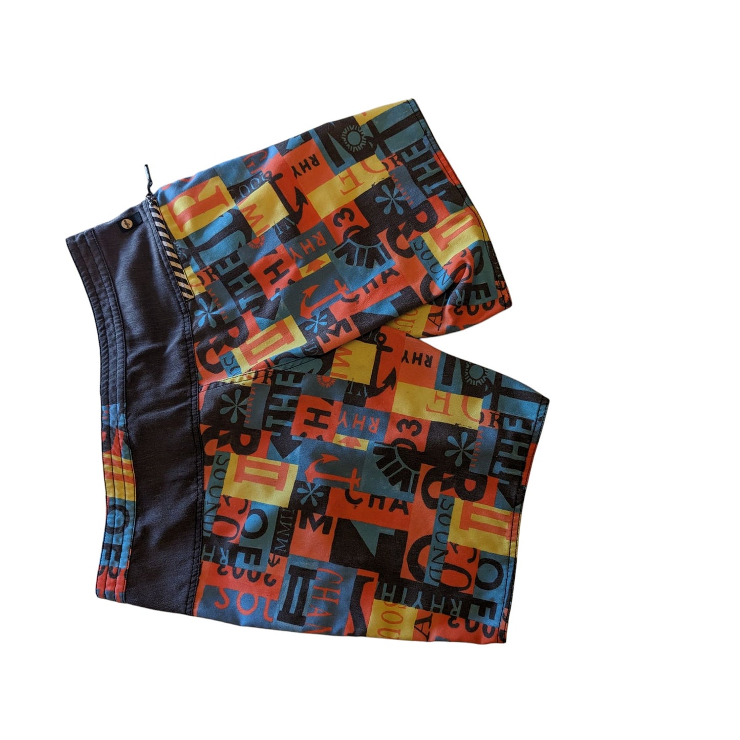 Rhythm Shorts Mens 34 Swim Trunks Board Colorful Print Surf Beachwear Drawstring