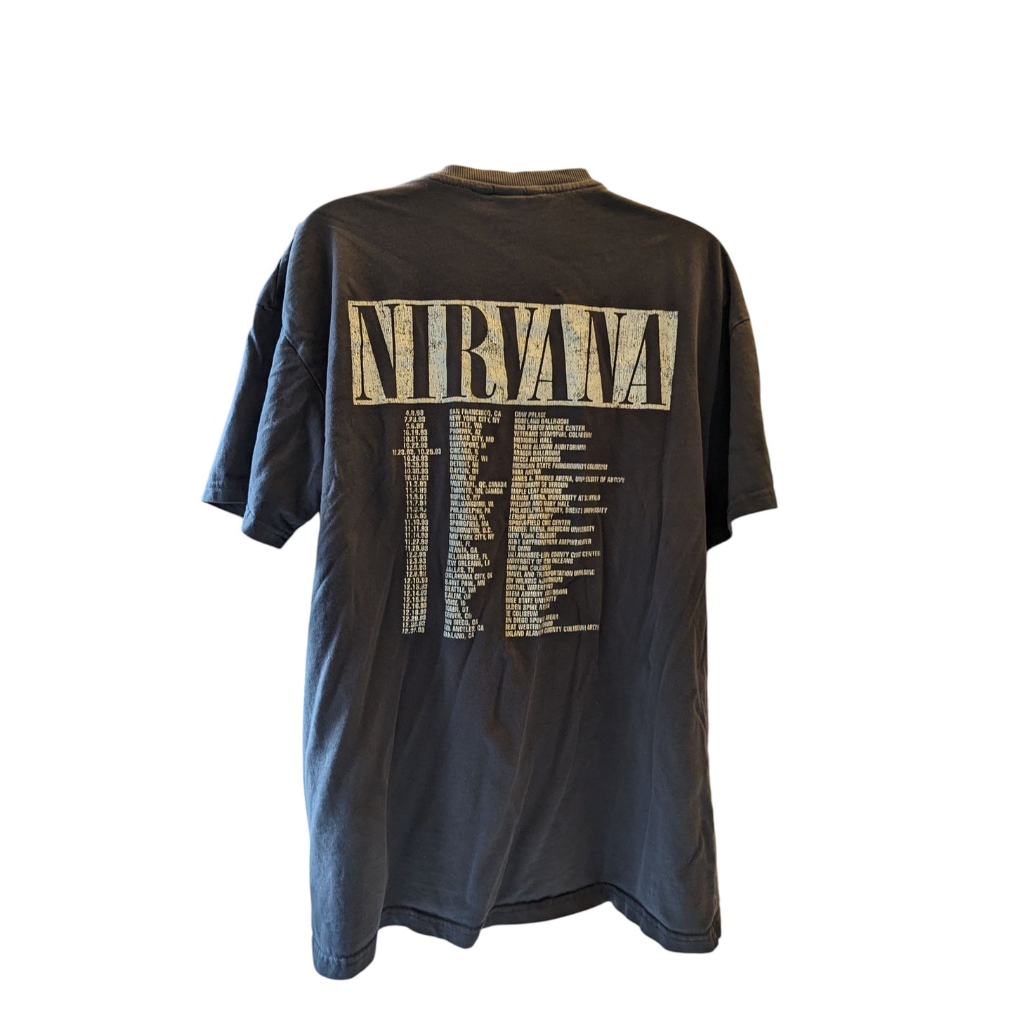 Nirvana Band Tee Women Small In Utero Tour Top Black Graphic Grunge Rock T Shirt