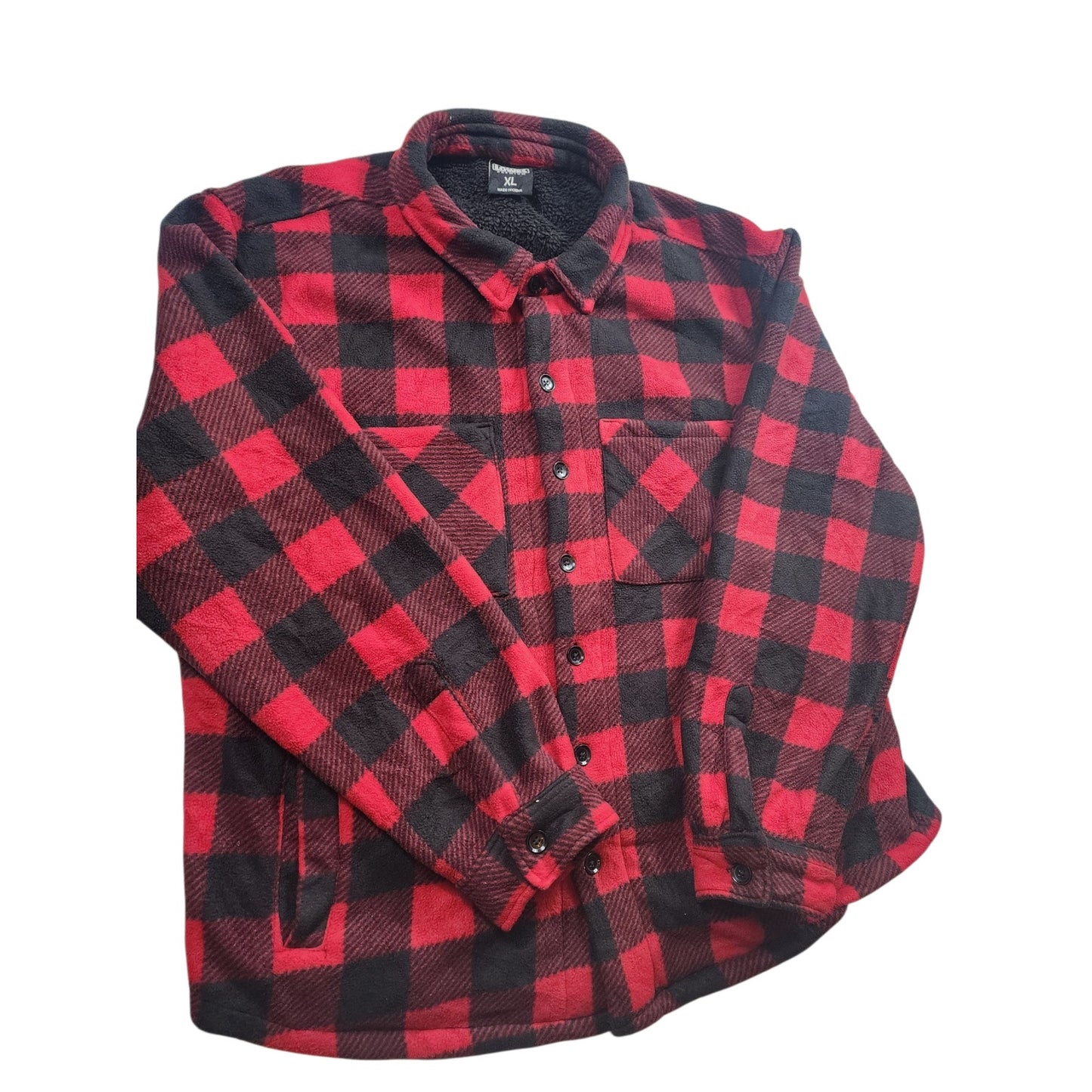 Lowes Premium Flannel Shirt XL Sherpa Jacket Lumberjack Shacket Cozy Work Hiking