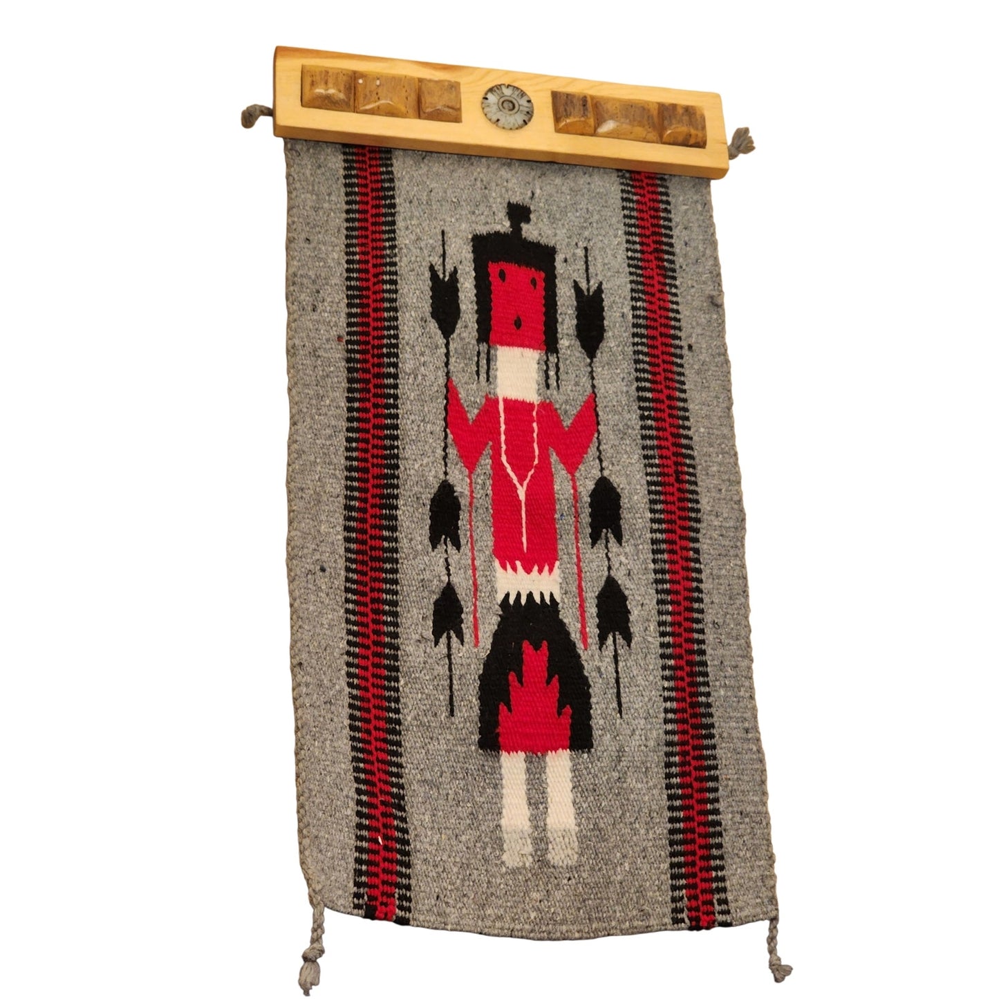 Native American Navajo Yei Wool Rug Handwoven Wall Hanging Southwestern 31x15