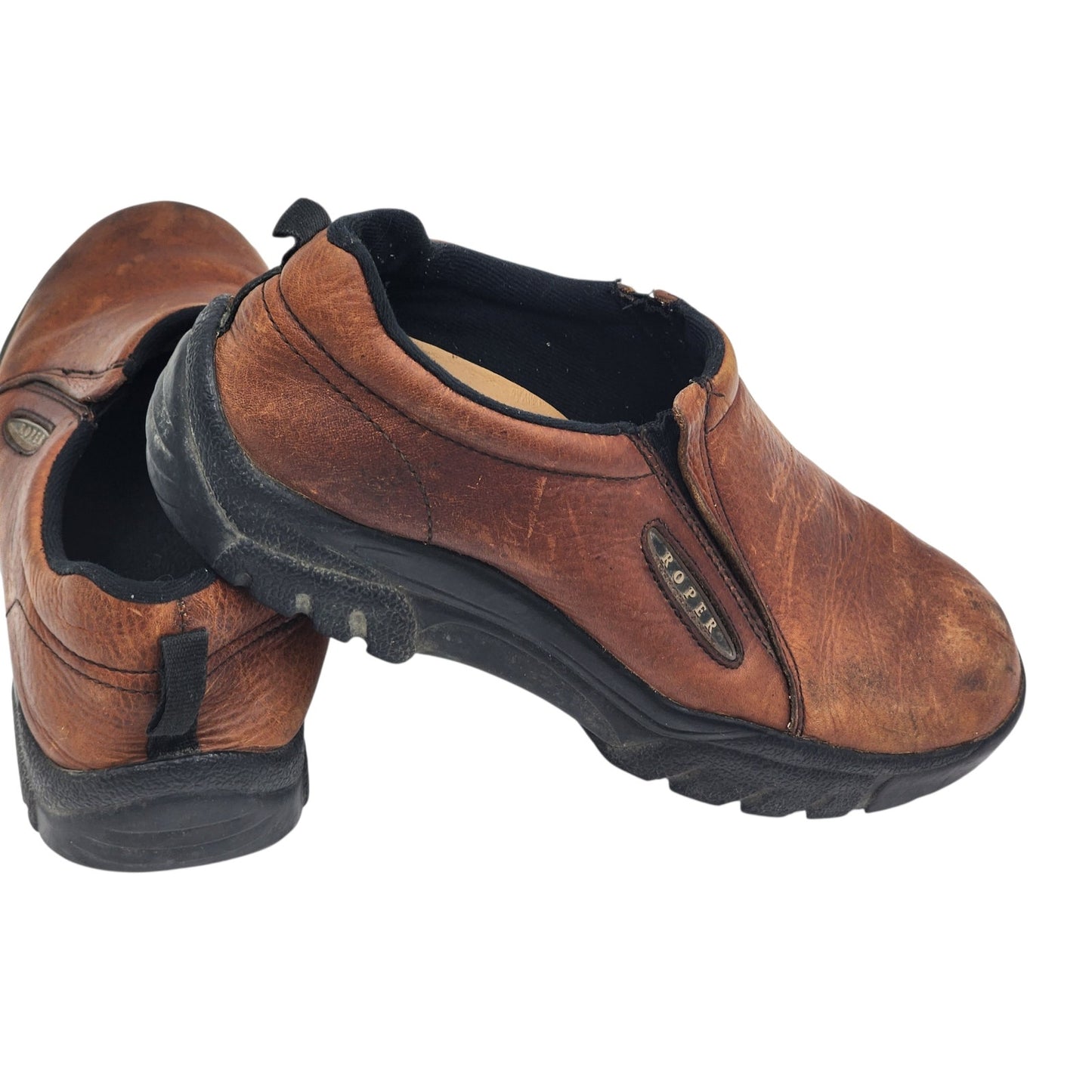Roper Shoes Mens 12 Leather Slip On Performance Loafers Western 09-020-0601-0206
