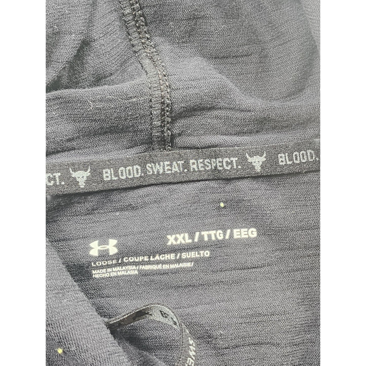 Under Armour Project Rock Hoodie Men XXL Bull Skull Graphic Short Sleeve Loose