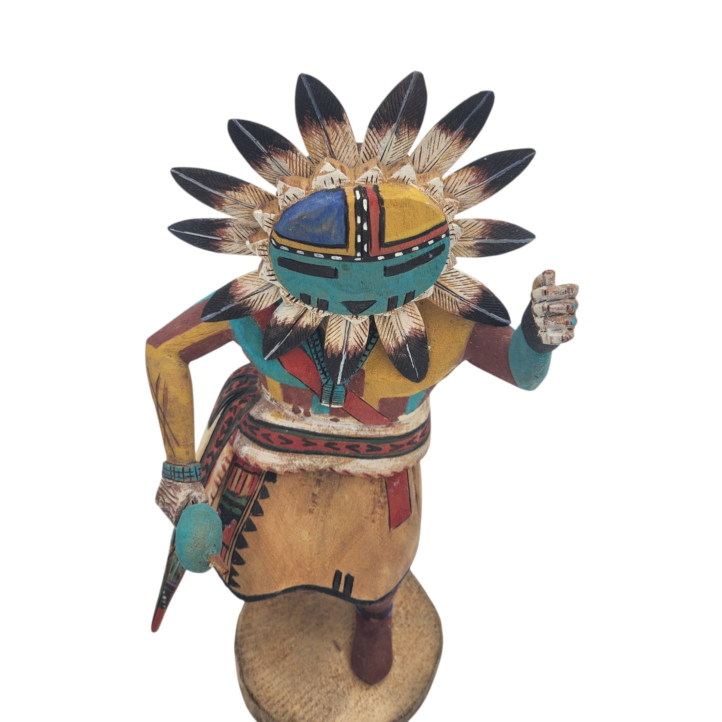 Kachina Tawa Sun Signed R Duwyenie Native American Southwest Art Hand Carved 12"