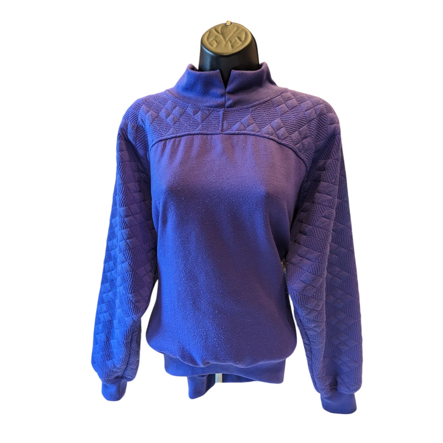 Vintage Gitano Sweatshirt Women Medium/Large Purple Quilted Pullover Mock Neck