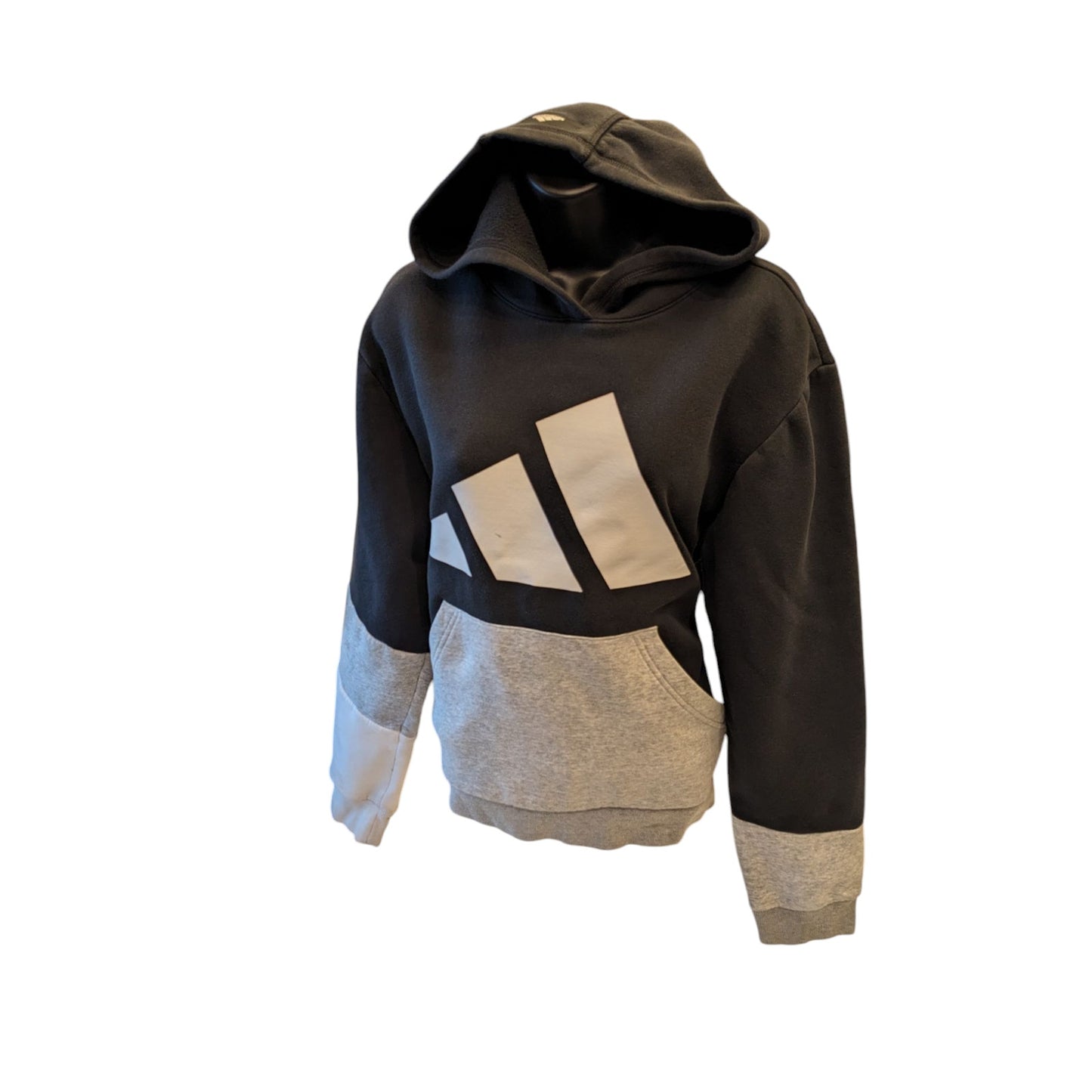 Adidas Hoodie Men Medium Primegreen Colorblock Logo Pullover Sweatshirt Kangaroo