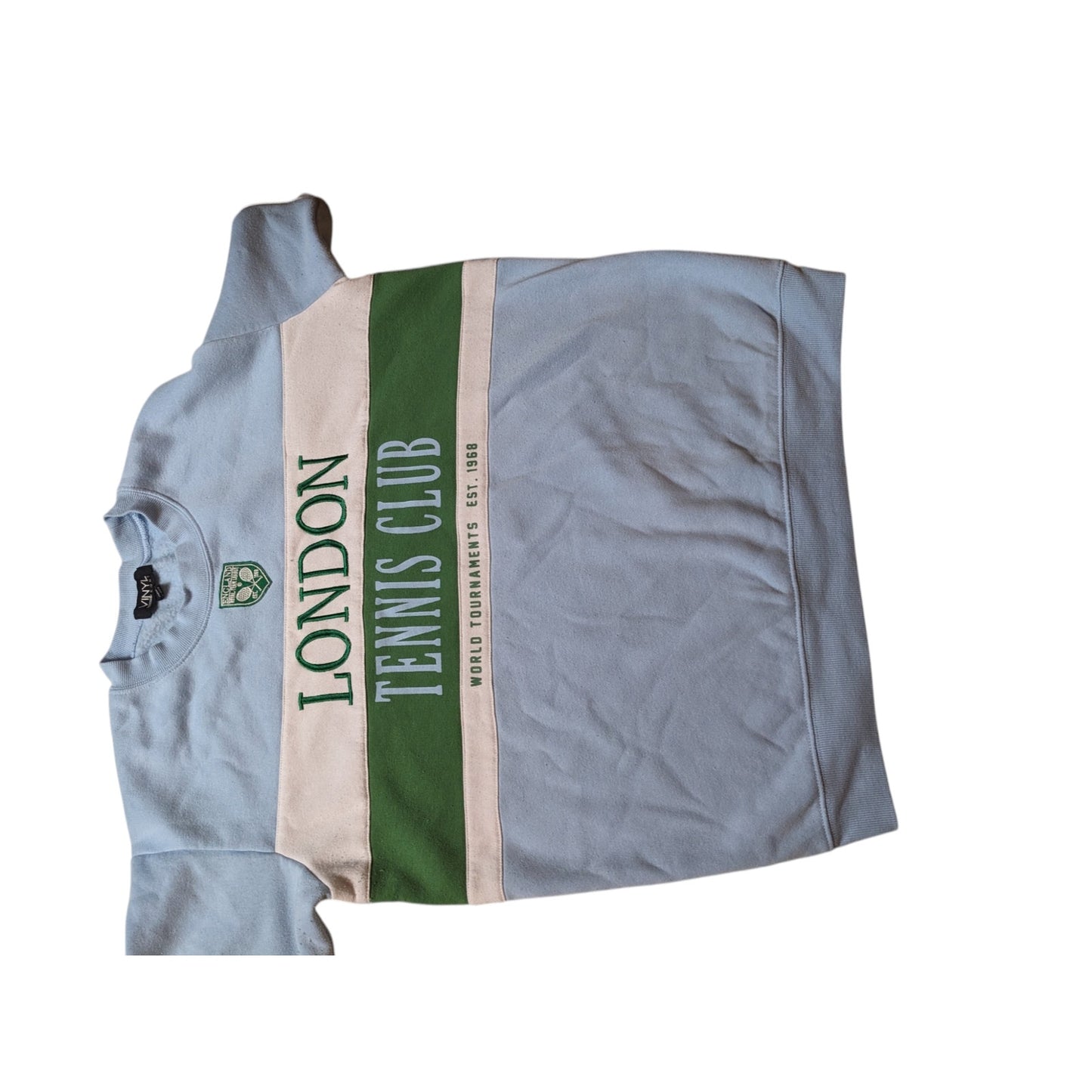 Vinyl Icons London Tennis Club Sweatshirt Women Large Colorblock Crewneck Sporty
